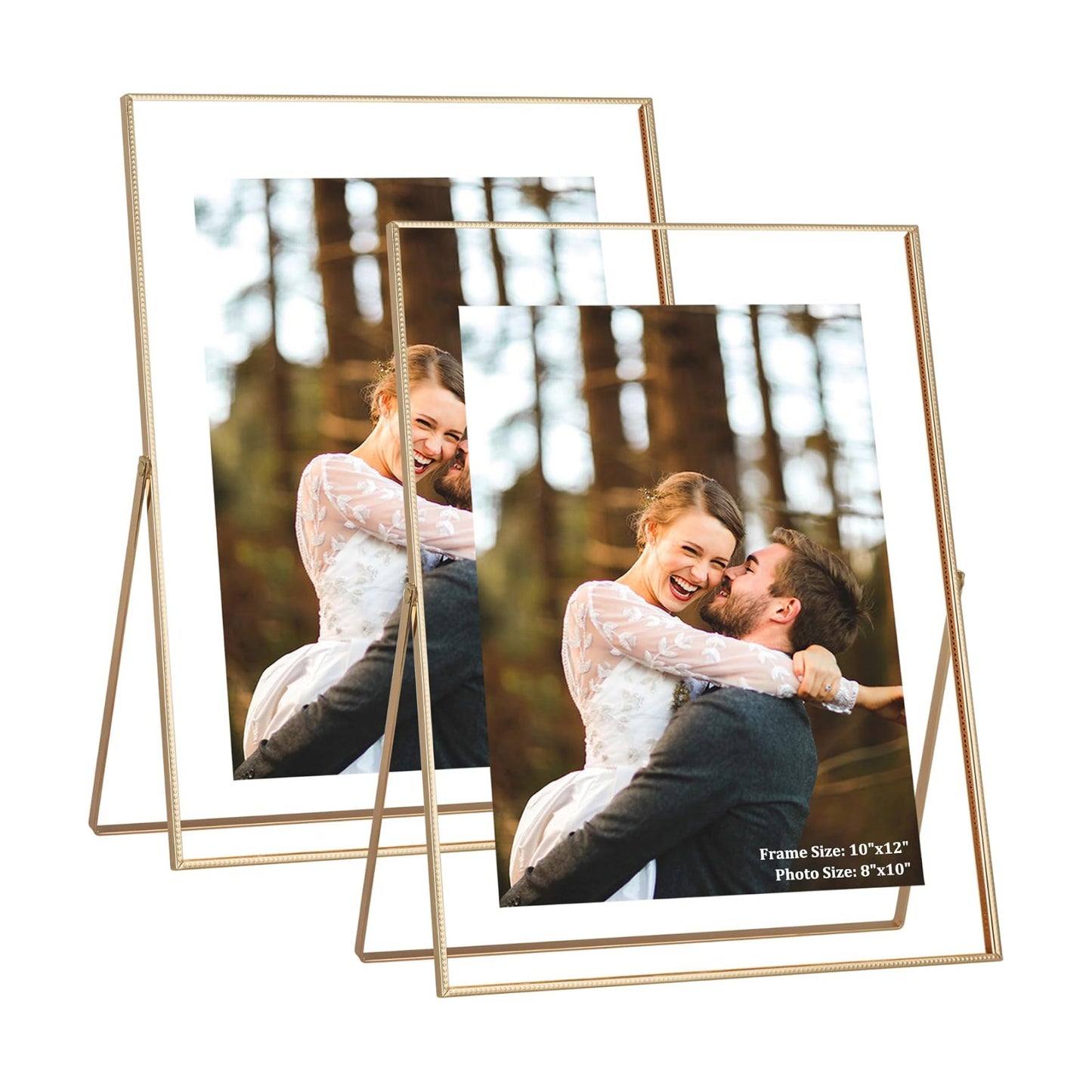 RICHFOCUS 10x12 Floating Picture Frame, Floating Display for 6x8 8x10, Beaded Metal Picture Frames with Real Glass