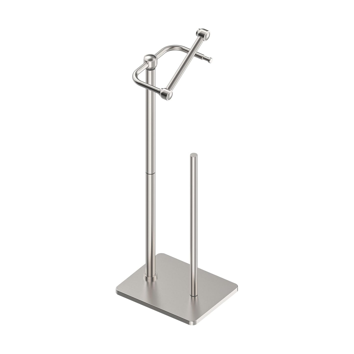 RUACQ Bathroom Toilet Paper Holder Stand with Storage, Brushed Nickel | Pivoting Free Standing Toilet Roll Holder