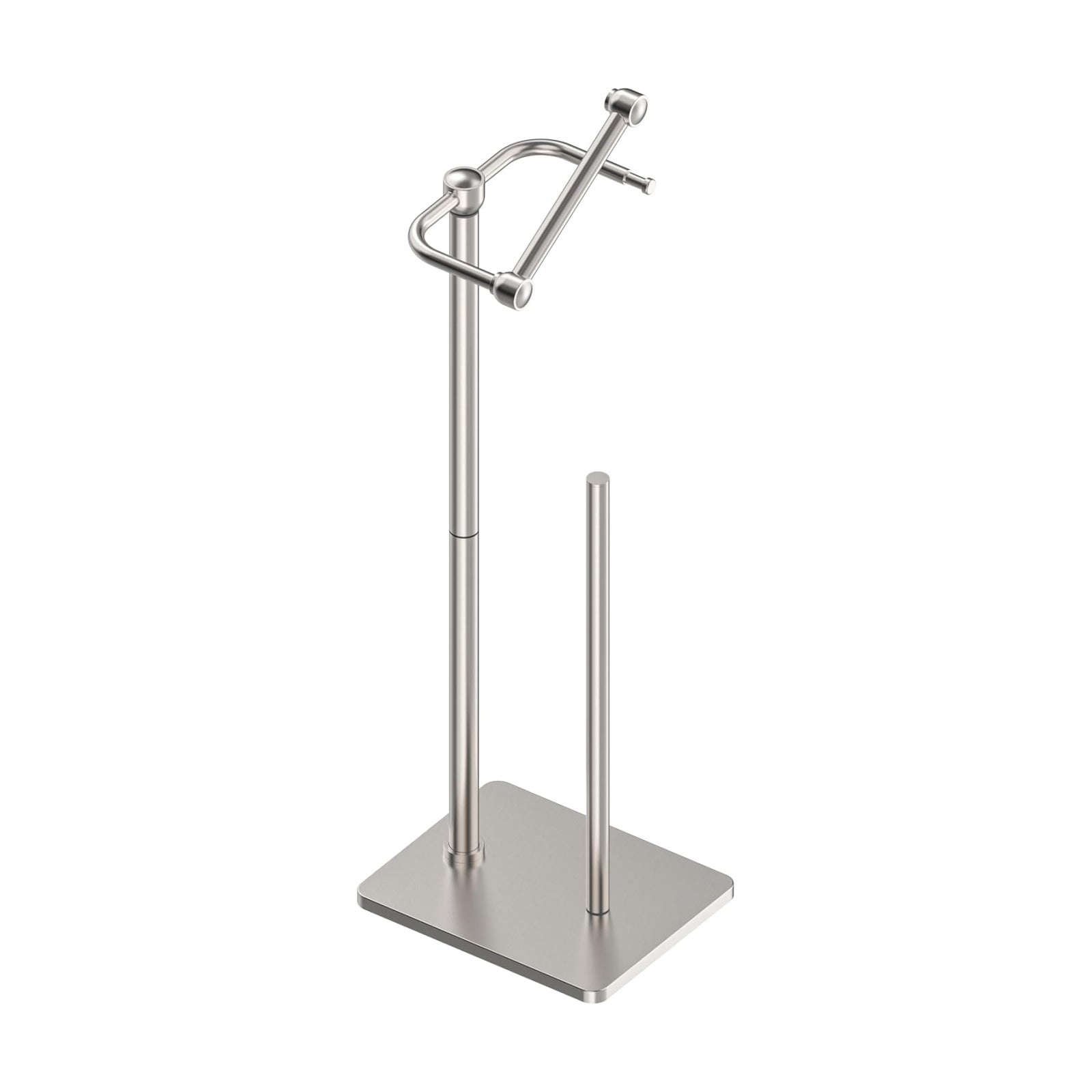 RUACQ Bathroom Toilet Paper Holder Stand with Storage, Brushed Nickel | Pivoting Free Standing Toilet Roll Holder