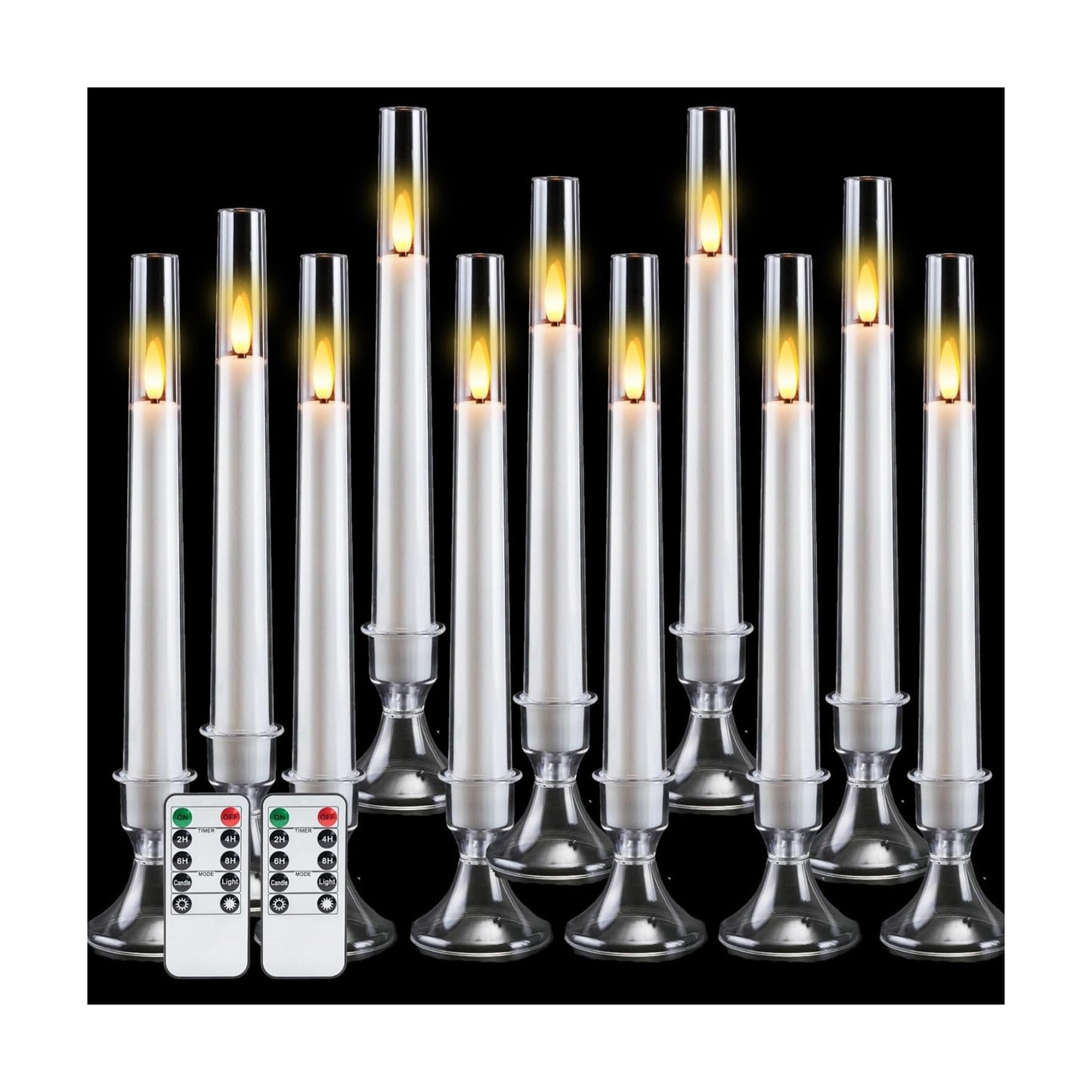 Comenzar 12PC Flameless Taper Candles - LED Candles, Flickering Design with Base, Perfect for Home