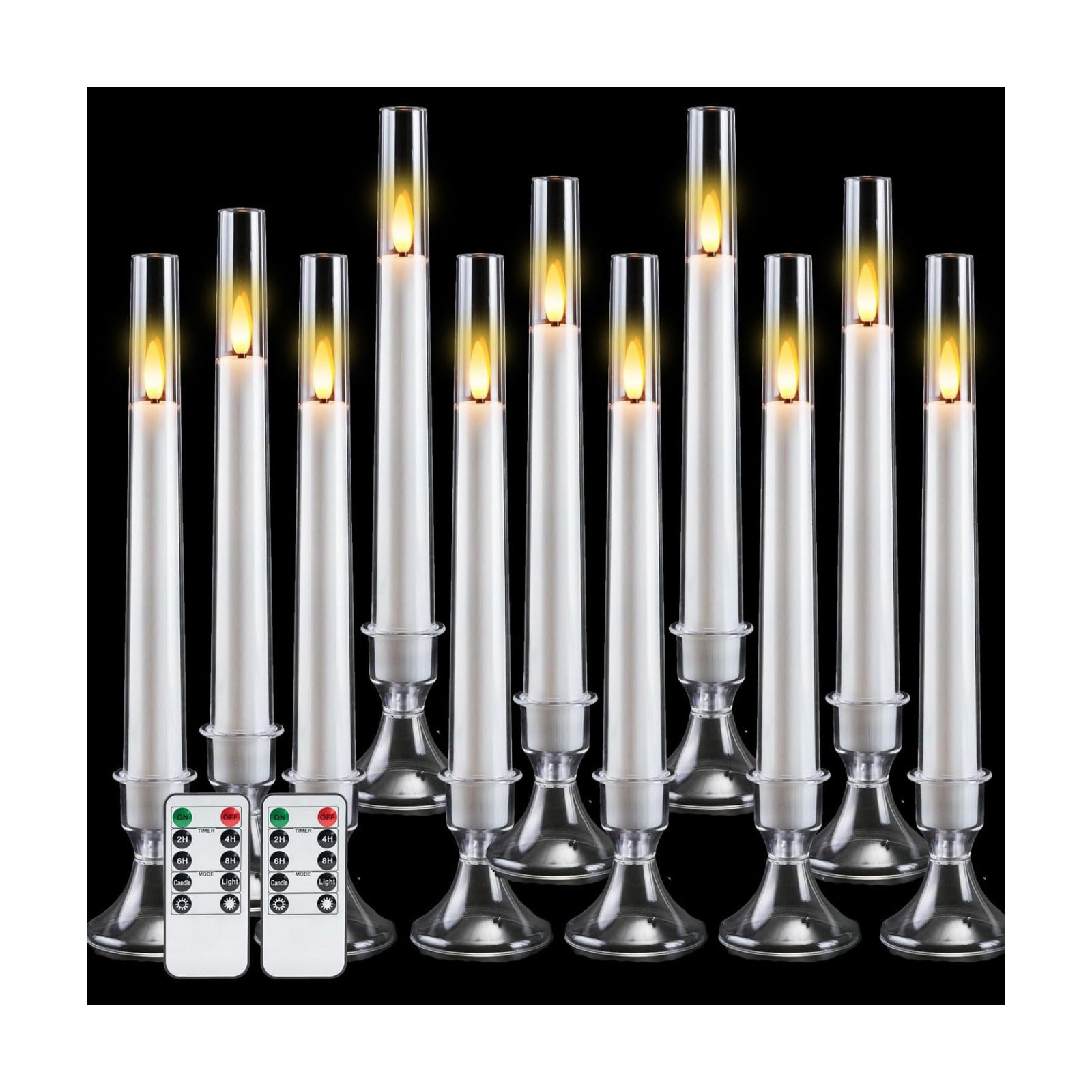 Comenzar 12PC Flameless Taper Candles - LED Candles, Flickering Design with Base, Perfect for Home