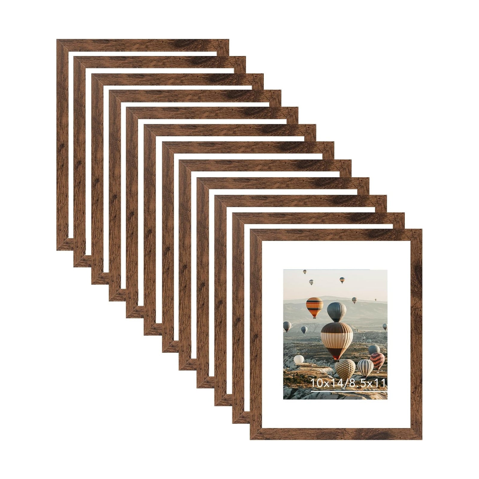 10x14 Picture Frame Set of 12 for 30 x 40 cm Diamond Art Painting, Display 8.5x11 With Mat or 10x14 Without, Wood Wall