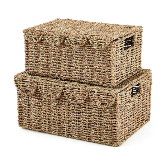 Scalloped Edge Wicker Basket Set / Seagrass / Set of 2