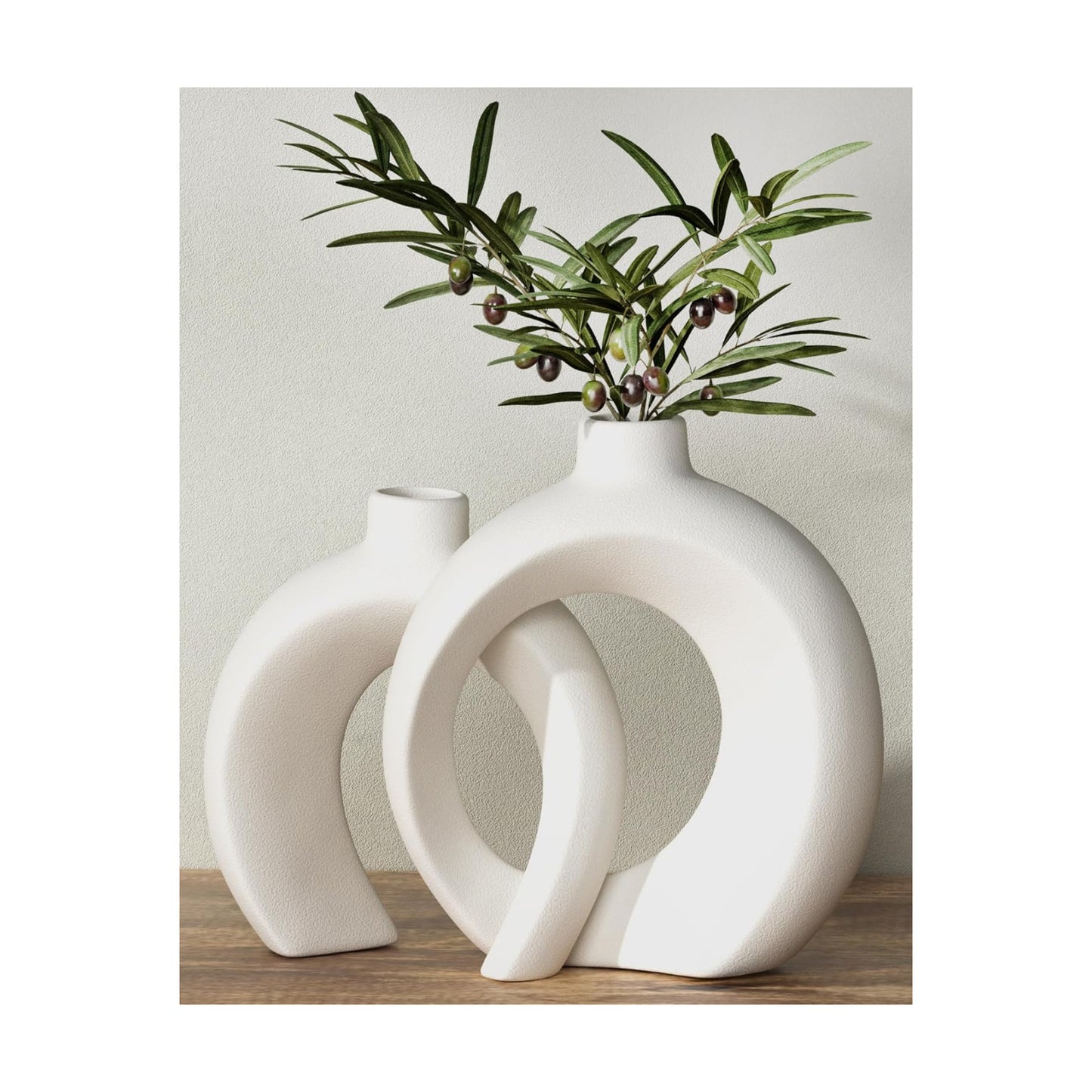 Flowers or Plant Table Vases / Matte White / 7.2 Inch / Set of 2