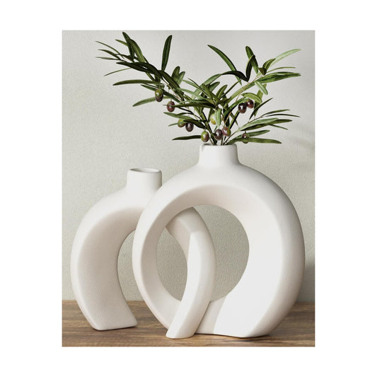 Flowers or Plant Table Vases / Matte White / 7.2 Inch / Set of 2