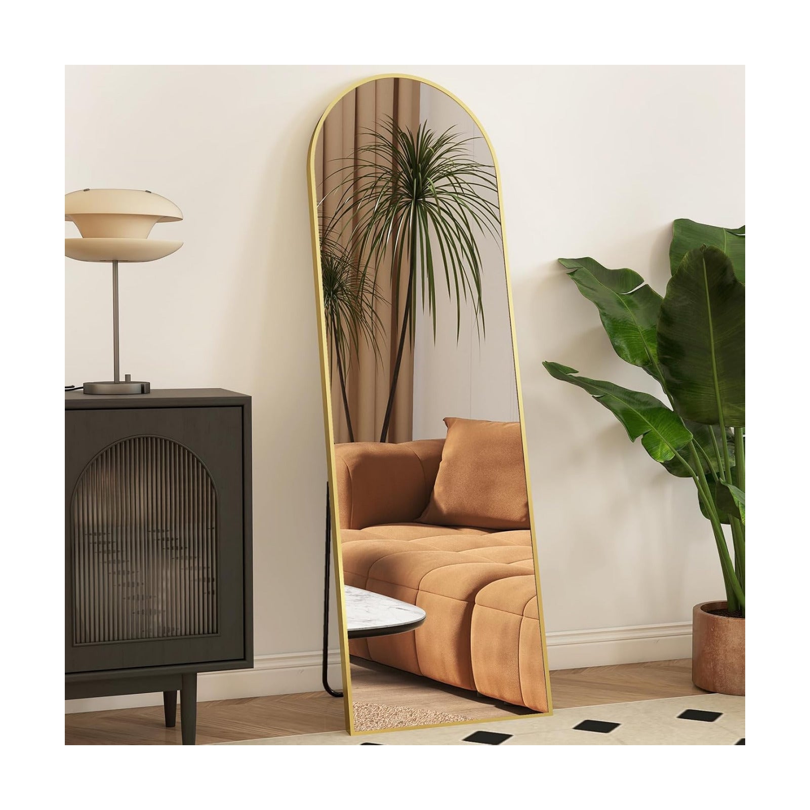 Arched Mirror Full Length, Upgraded 16"x59" Body Wall Mirrors with Shatter-Proof Glass, Floor Standing, Hanging or