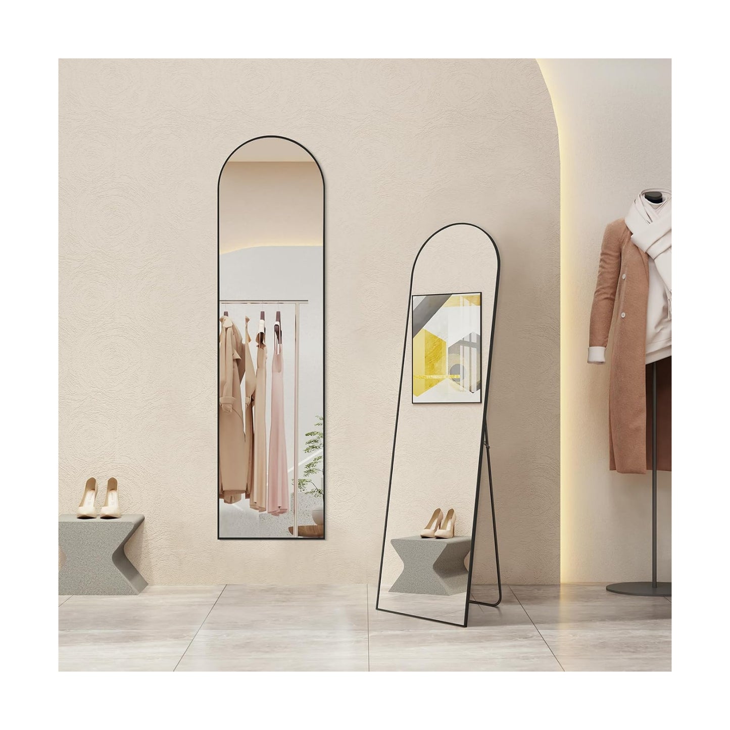 Arched Mirror Full Length, 16"x59" Body Wall Mirror