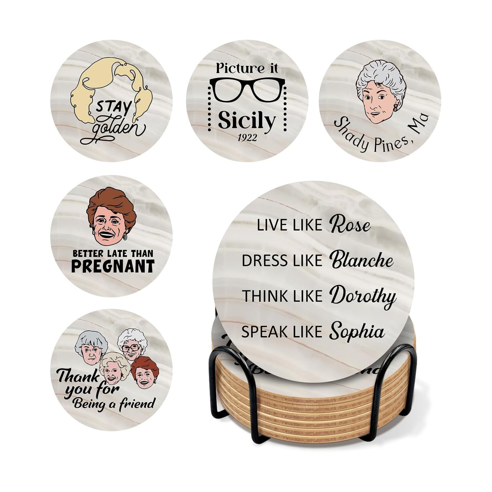Holder / Funny TV Show / Golden / Set of 6