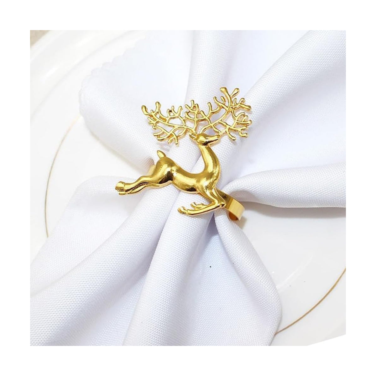 [New Napkin Rings Set of 8 Gold Set of 8 Napkin Rings Christmas, Holidays, Thanksgiving (Deer-3)
