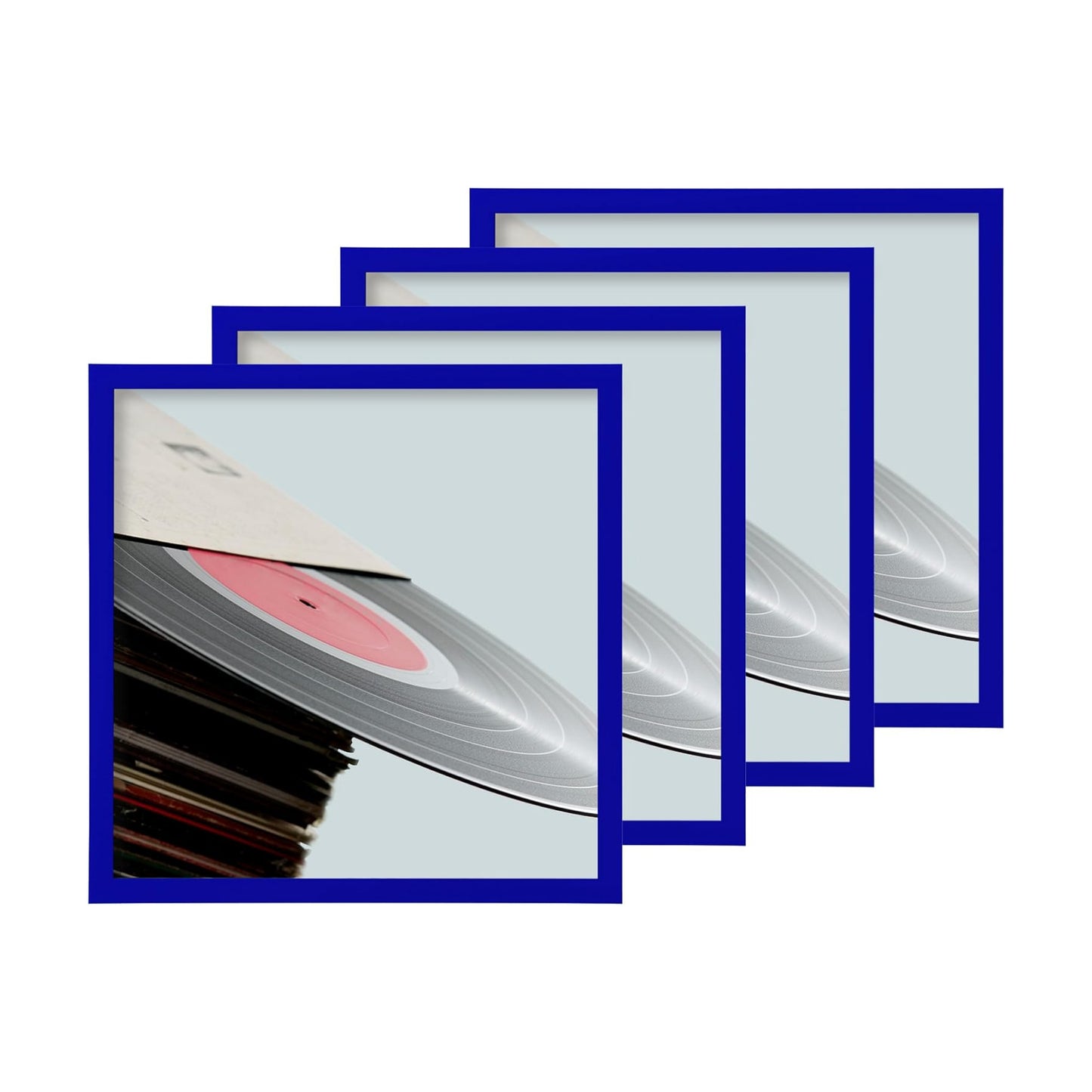 eletecpro Vinyl Record Frame, 12.5x12.5, Blue, 4 Pack | Fits 12x12 LP and Album Cover, Easy Wall Mount, Acrylic Cover