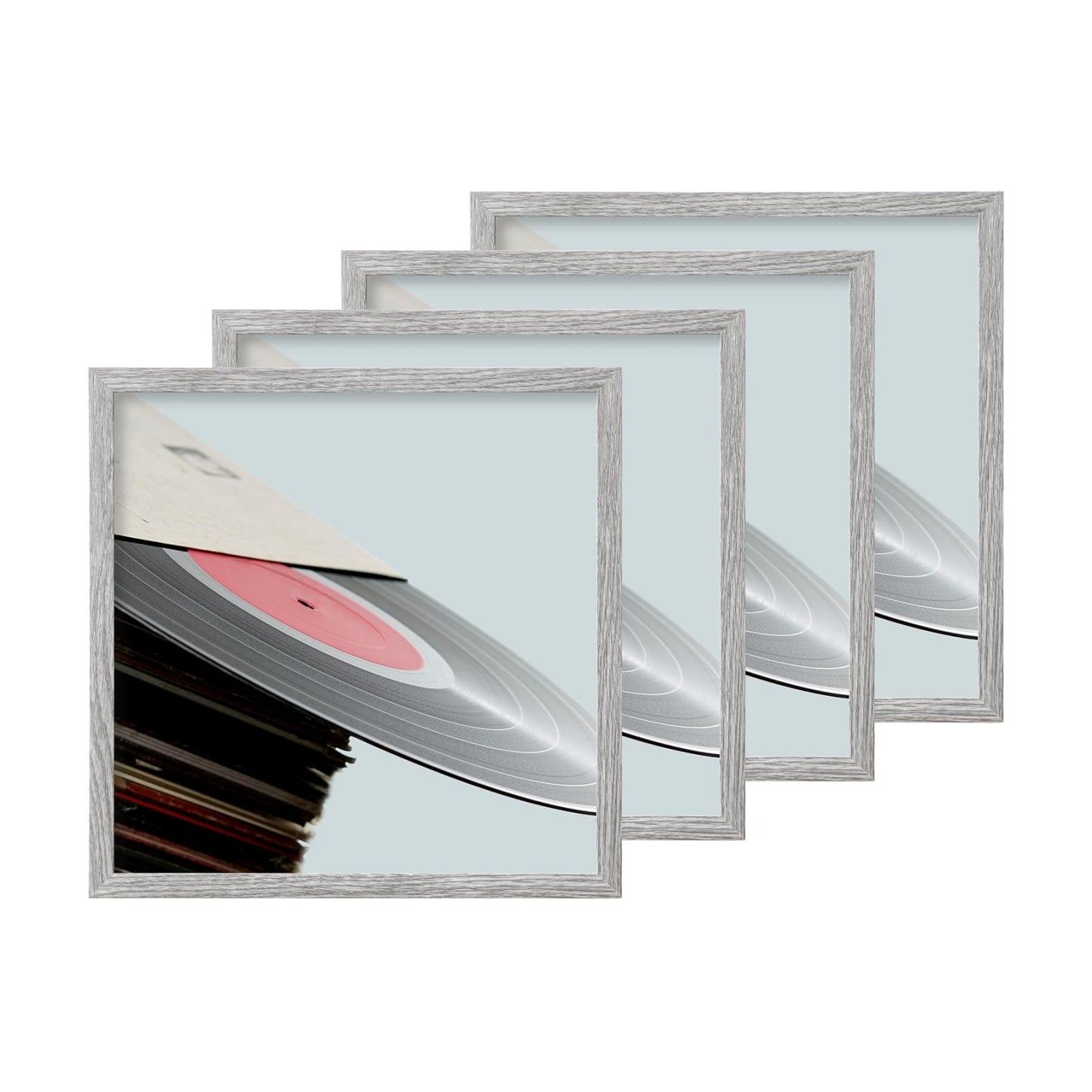 eletecpro Vinyl Record Frame, 12.5x12.5, Grey, 4 Pack | Fits 12x12 LP and Album Cover, Easy Wall Mount, Acrylic Cover