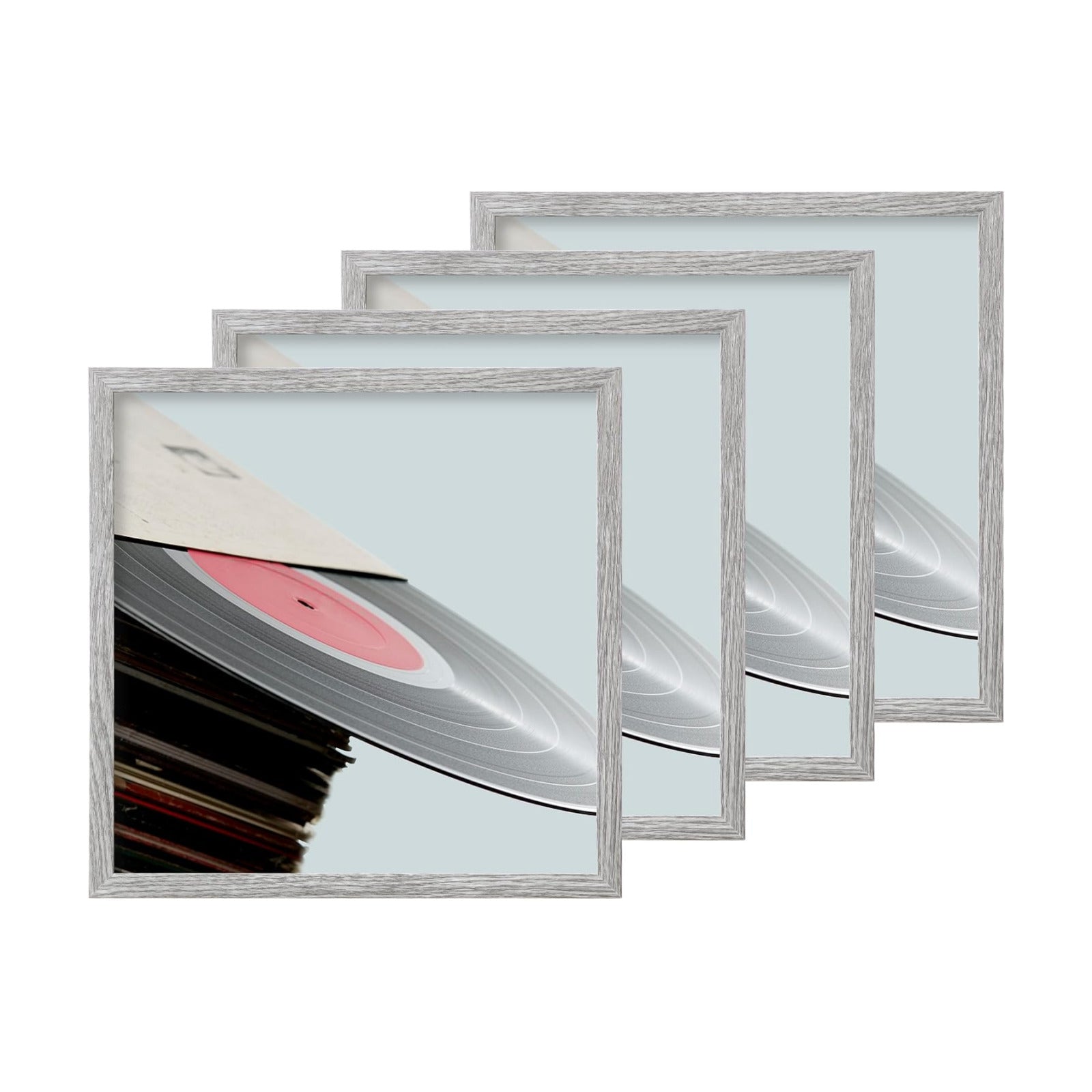 eletecpro Vinyl Record Frame, 12.5x12.5, Grey, 4 Pack | Fits 12x12 LP and Album Cover, Easy Wall Mount, Acrylic Cover