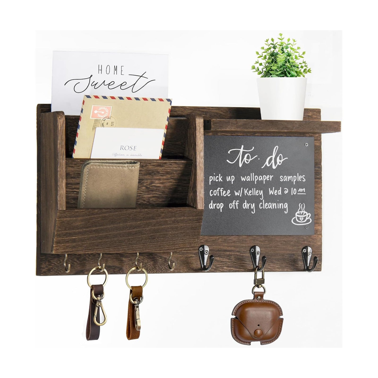 Rustic Hanging Key Rack Hanger / Brown