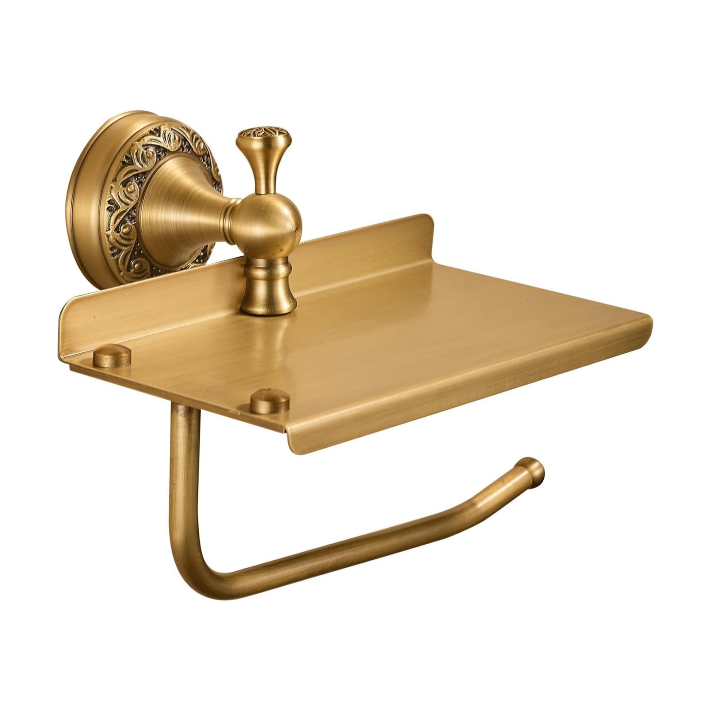Wall Mounted Bathroom Toilet Paper Holder with Storage,Roll Tissue Holder Antique Brass Pattern Carving,Brushed Bronze