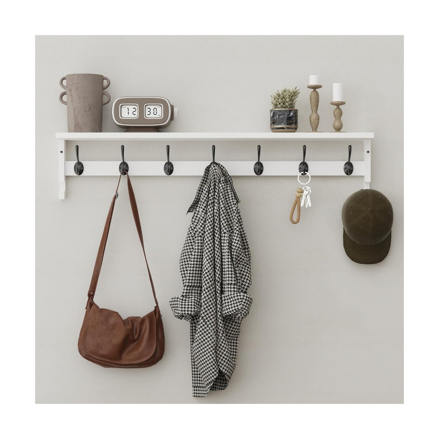 AMBIRD Coat Rack Wall Mount, 35 Inch Large Coat Hooks Wall Mounted with 7 Dual Metal Hooks and 2 Side Hooks, Wall Hooks
