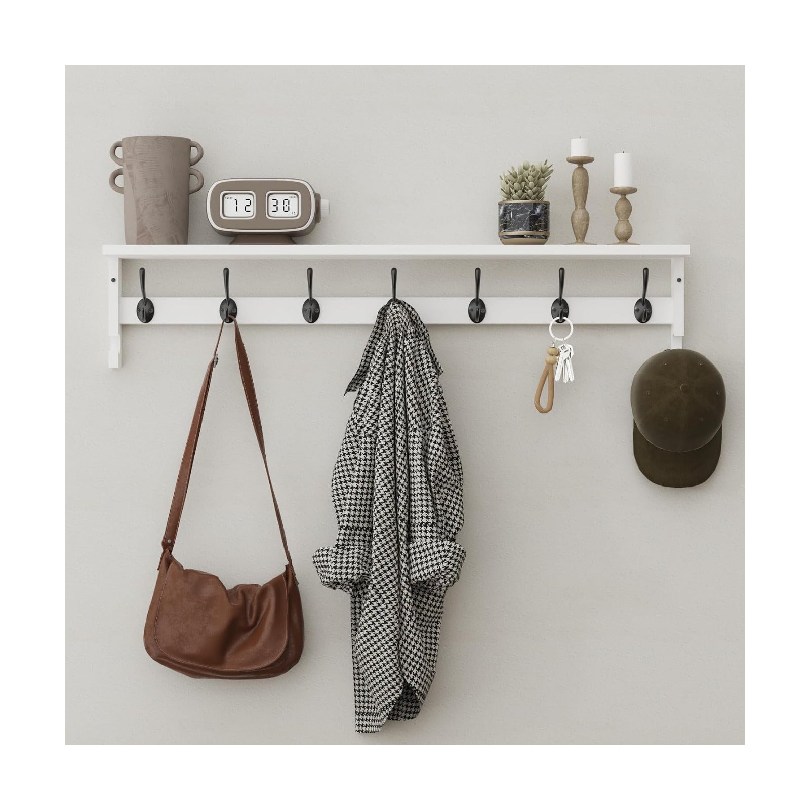 AMBIRD Coat Rack Wall Mount, 35 Inch Large Coat Hooks Wall Mounted with 7 Dual Metal Hooks and 2 Side Hooks, Wall Hooks