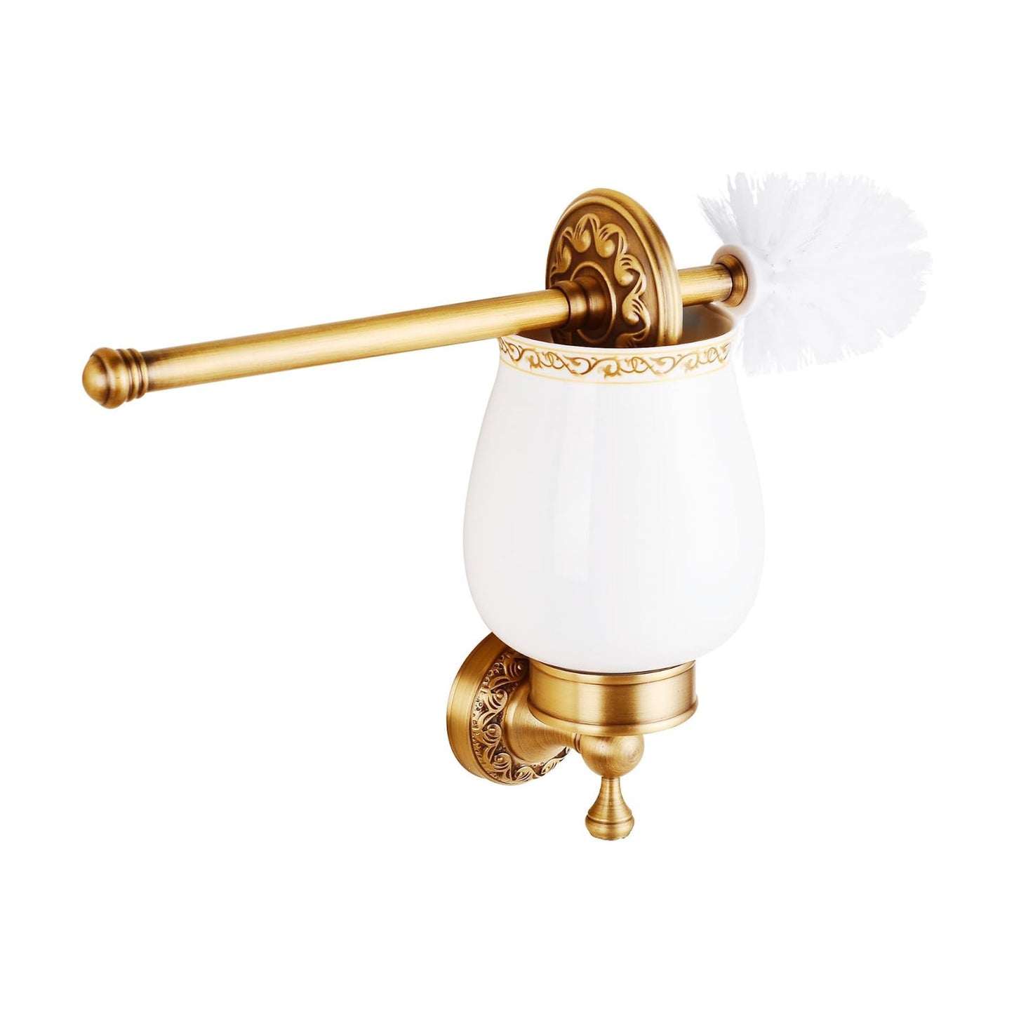Wall Mounted Bathroom Toilet Brushed Holder Set, Antique Brass Pattern Carving,Brushed Bronze