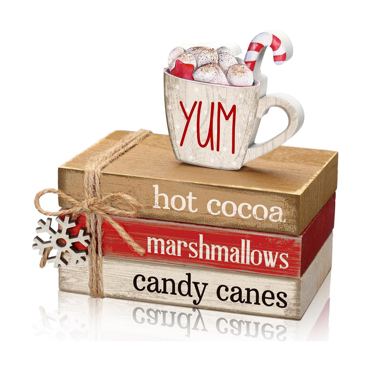 4 Pcs Christmas Table Decorations, Hot Cocoa Bar Wooden Signs
