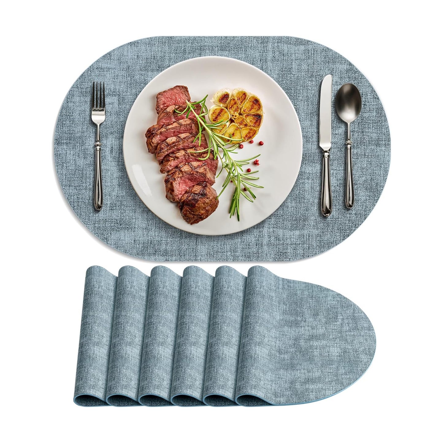 Dining Table Non-Slip / Light Blue / Placemats / Set of 6