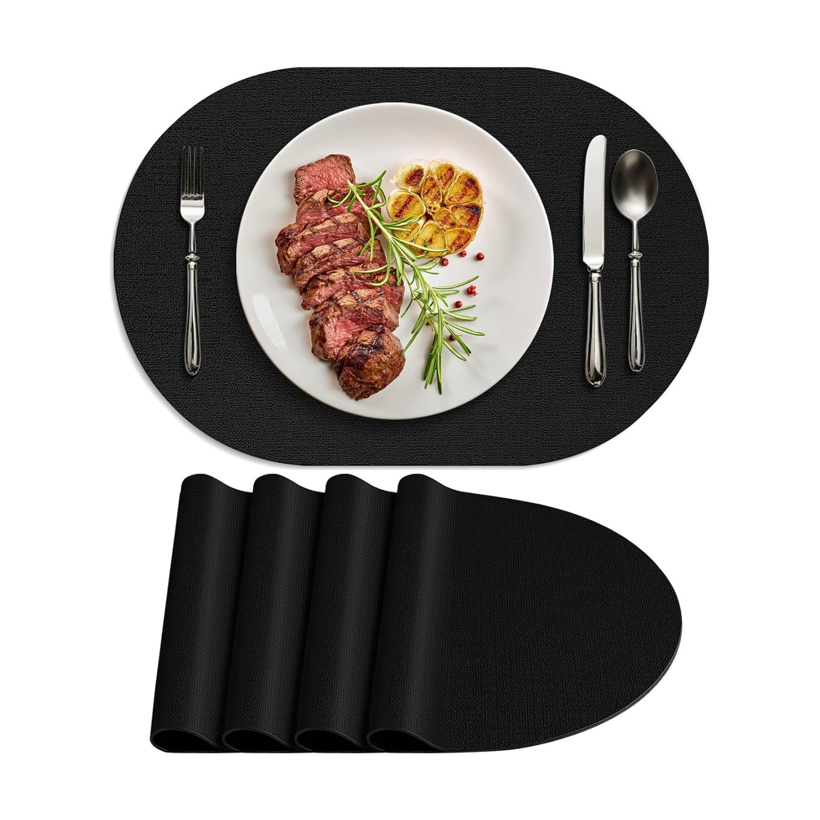 Placemats for Dining Table Set of 4 Non-Slip, Heat Resistant Leather Placemat Double Layer, Waterproof Table Mats Easy