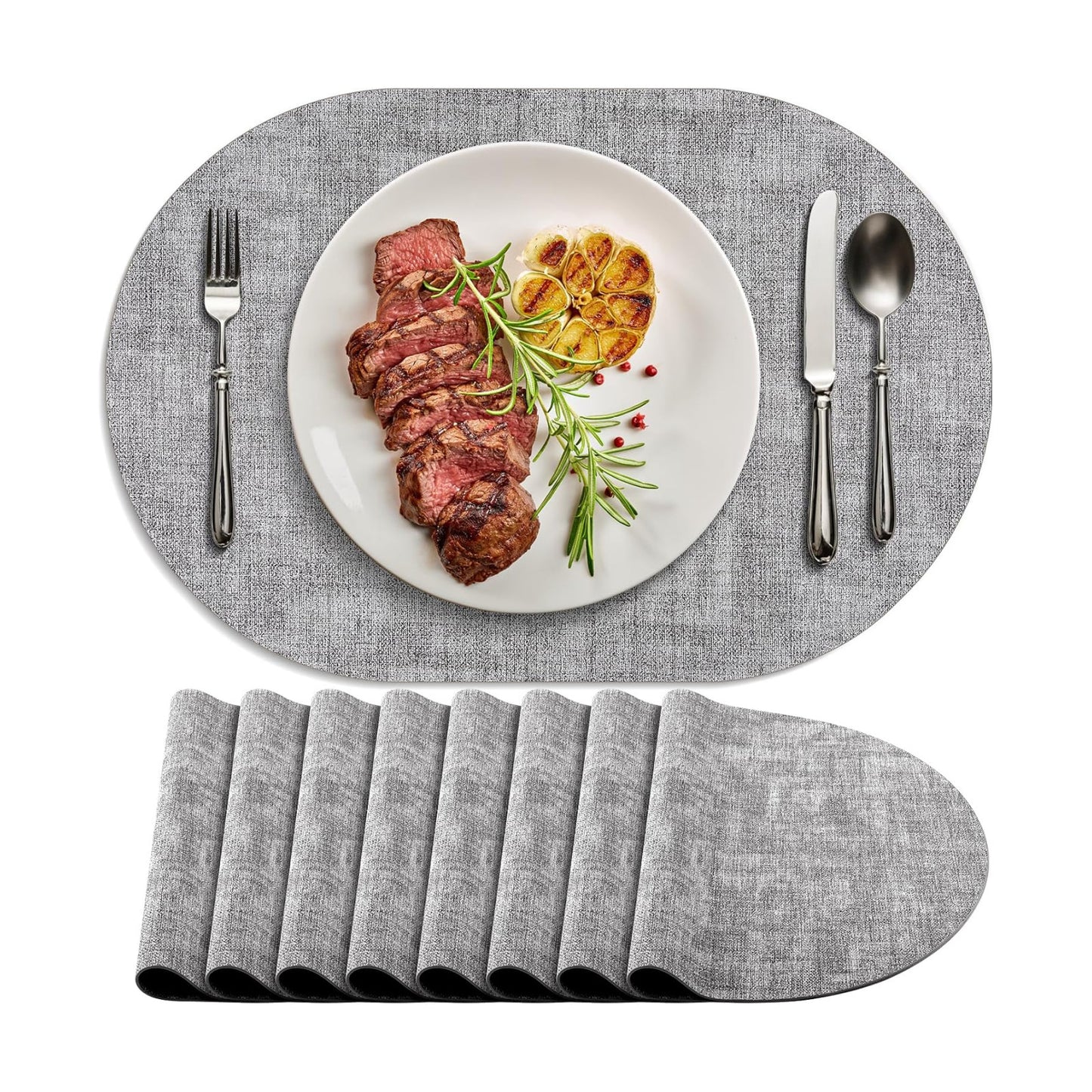 Placemats for Dining Table Set of 8 Non-Slip, Heat Resistant Leather Placemat Double Layer, Waterproof Table Mats Easy