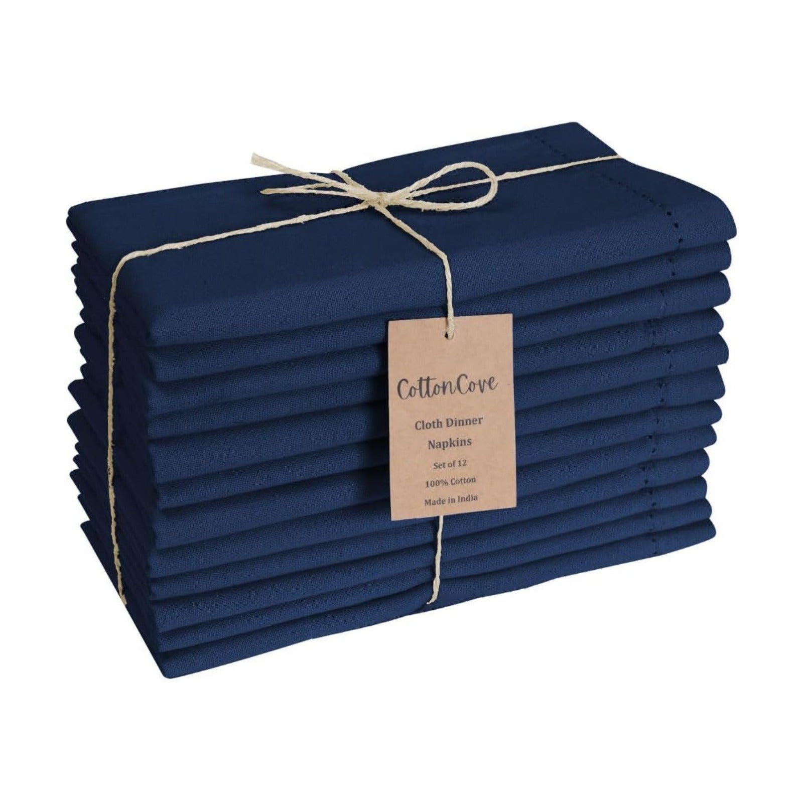 Hemstitch Cloth Dinner Napkins Cotton Set of 12 - Soft Durable Washable - Ideal for Farmhouse Parties Wedding Christmas