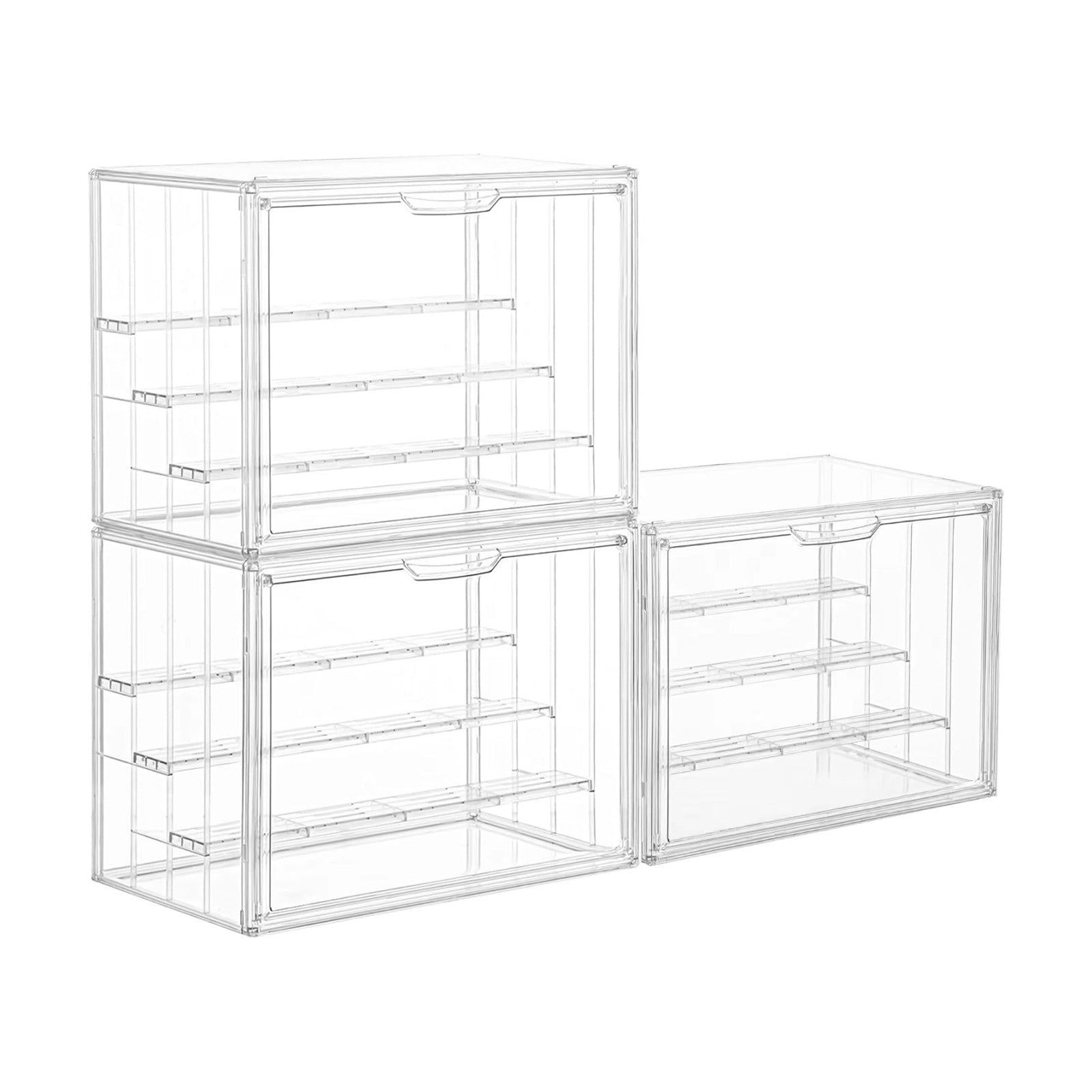 Acrylic Display Case for Figures 4 Layer Figure Display Shelf / 3-pack / Clear / Set of 3