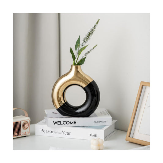 Modern Ceramic Vase for Pampas Grass / Small / Black Gold