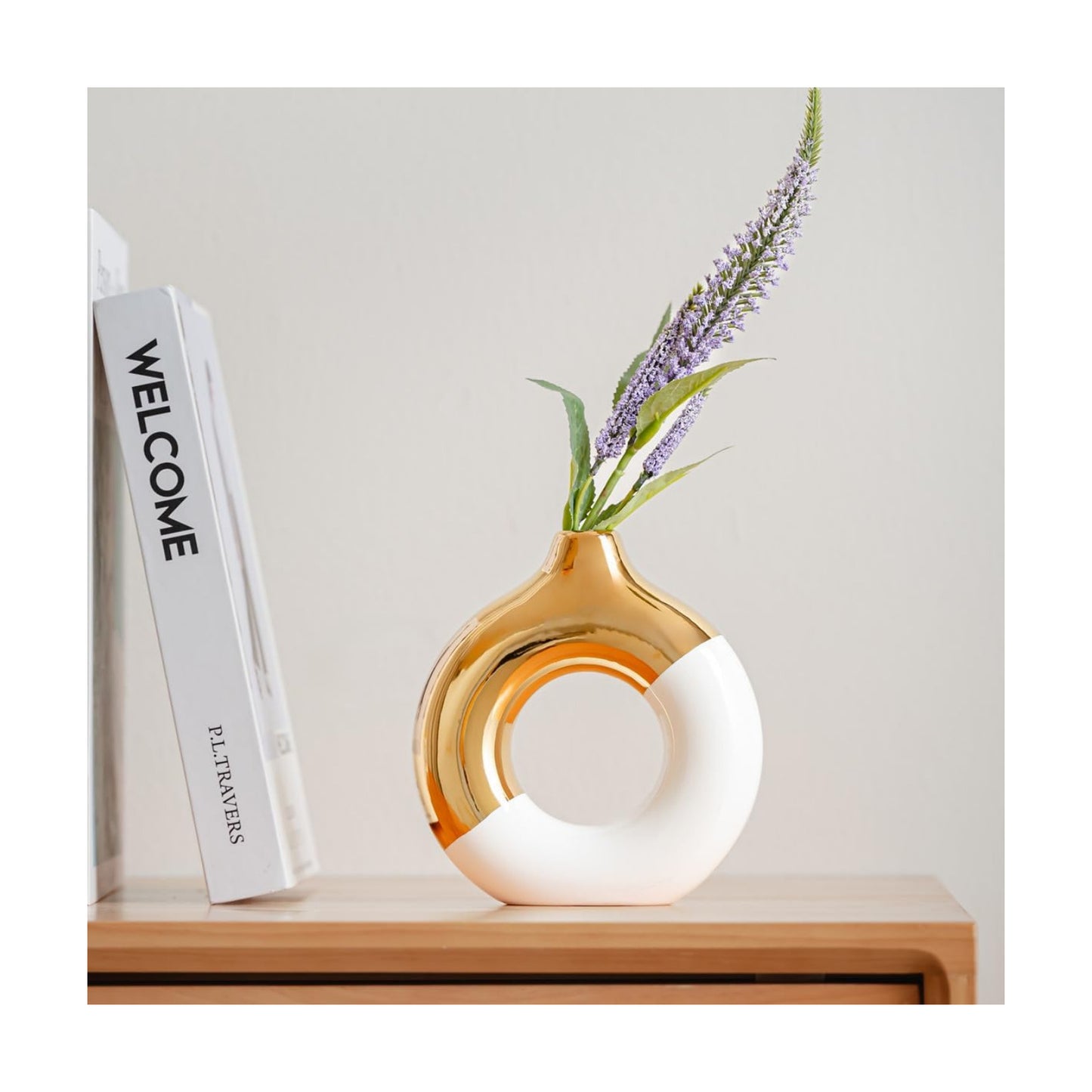 Modern Ceramic Vase for Pampas Grass / Small / White Gold
