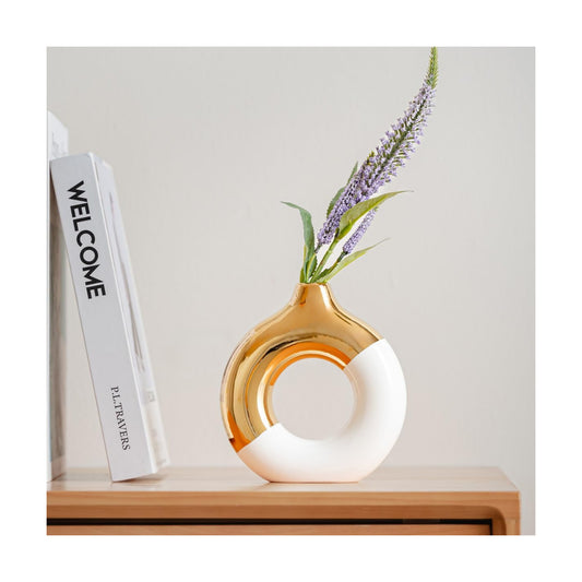Modern Ceramic Vase for Pampas Grass / Small / White Gold