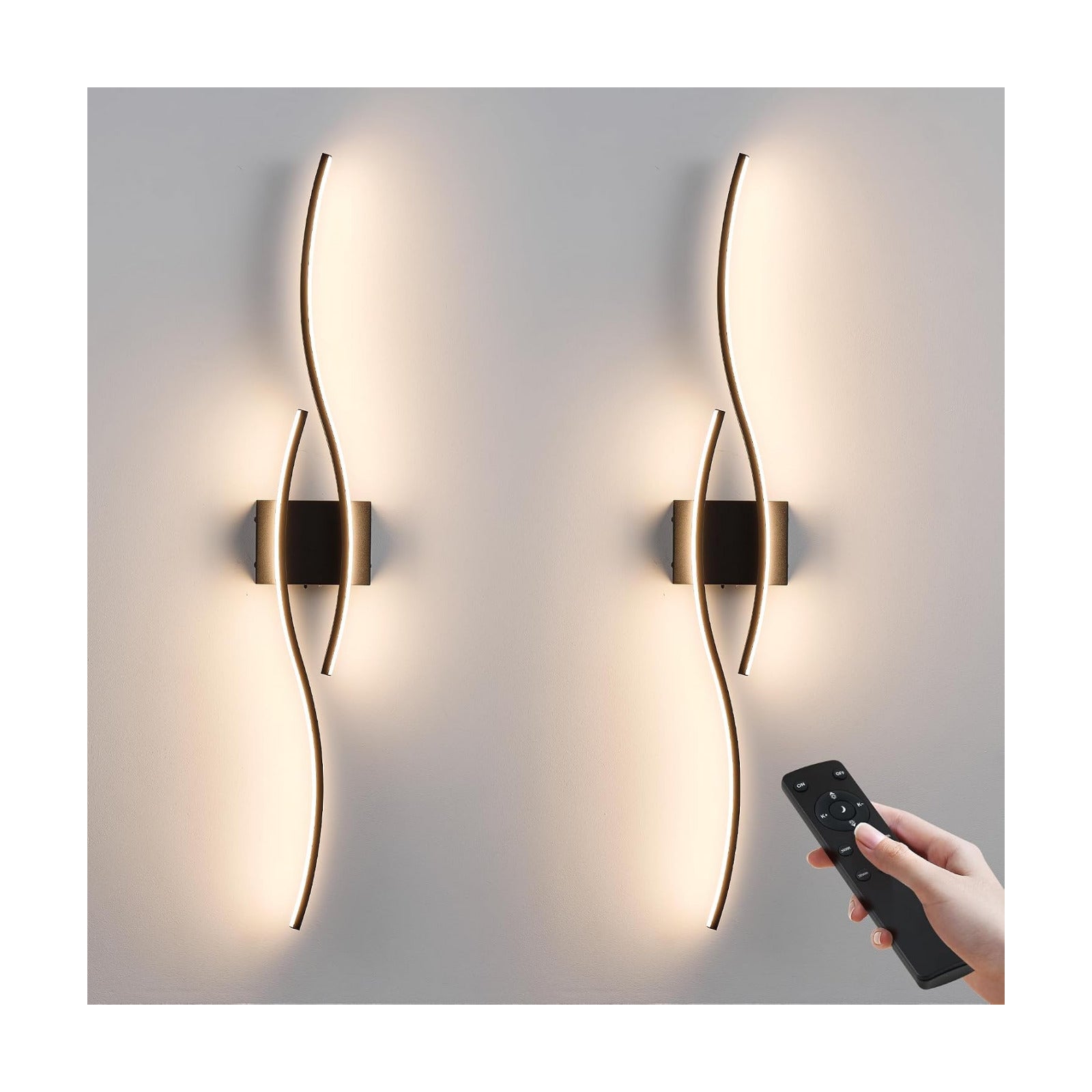 KARTOOSH Wireless Wall Sconces Set of 2, Dimmable LED Sconce with Remote | Battery Operated Wall Sconce with 3 CCT