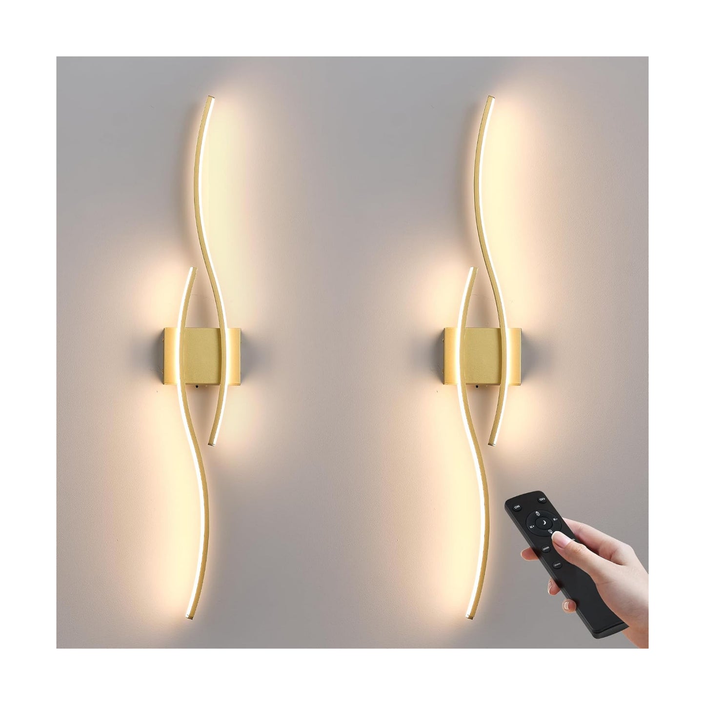 KARTOOSH Wireless Wall Sconces Set of 2, Dimmable LED Sconce with Remote | Battery Operated Wall Sconce with 3 CCT