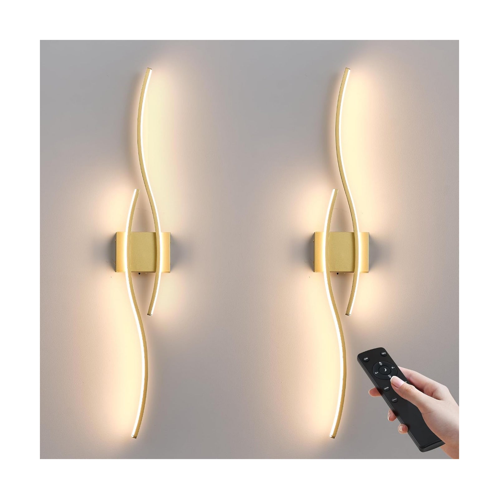 KARTOOSH Wireless Wall Sconces Set of 2, Dimmable LED Sconce with Remote | Battery Operated Wall Sconce with 3 CCT