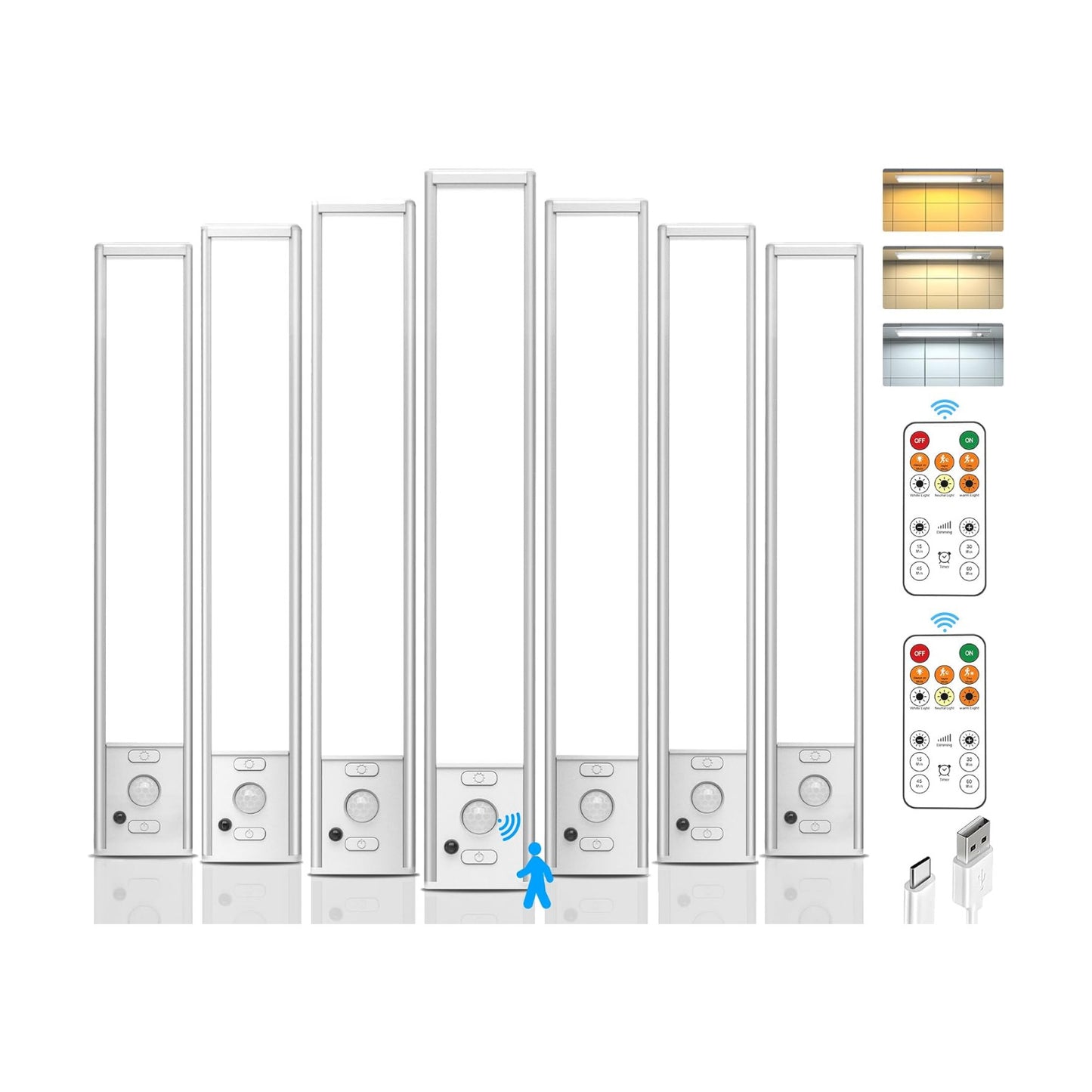 9inch Under Cabinet Lighting Wireless, Rechargeable Motion Sensor Indoor Light, 3 Color Temps & Dimmable Closet Lights