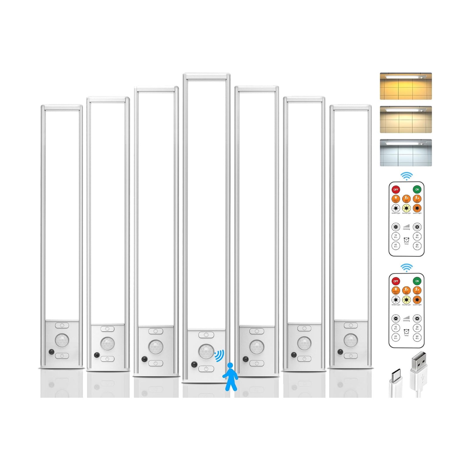 9inch Under Cabinet Lighting Wireless, Rechargeable Motion Sensor Indoor Light, 3 Color Temps & Dimmable Closet Lights