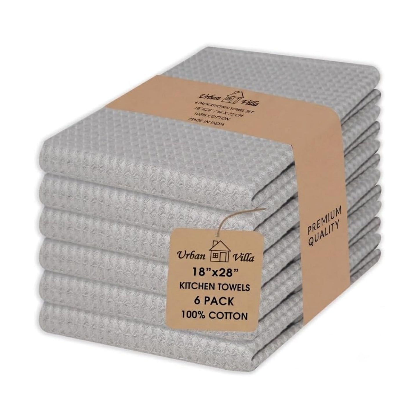 Urban Villa Kitchen Towels Cotton Dish Towels 20”x30” (Set of 6) Smoke