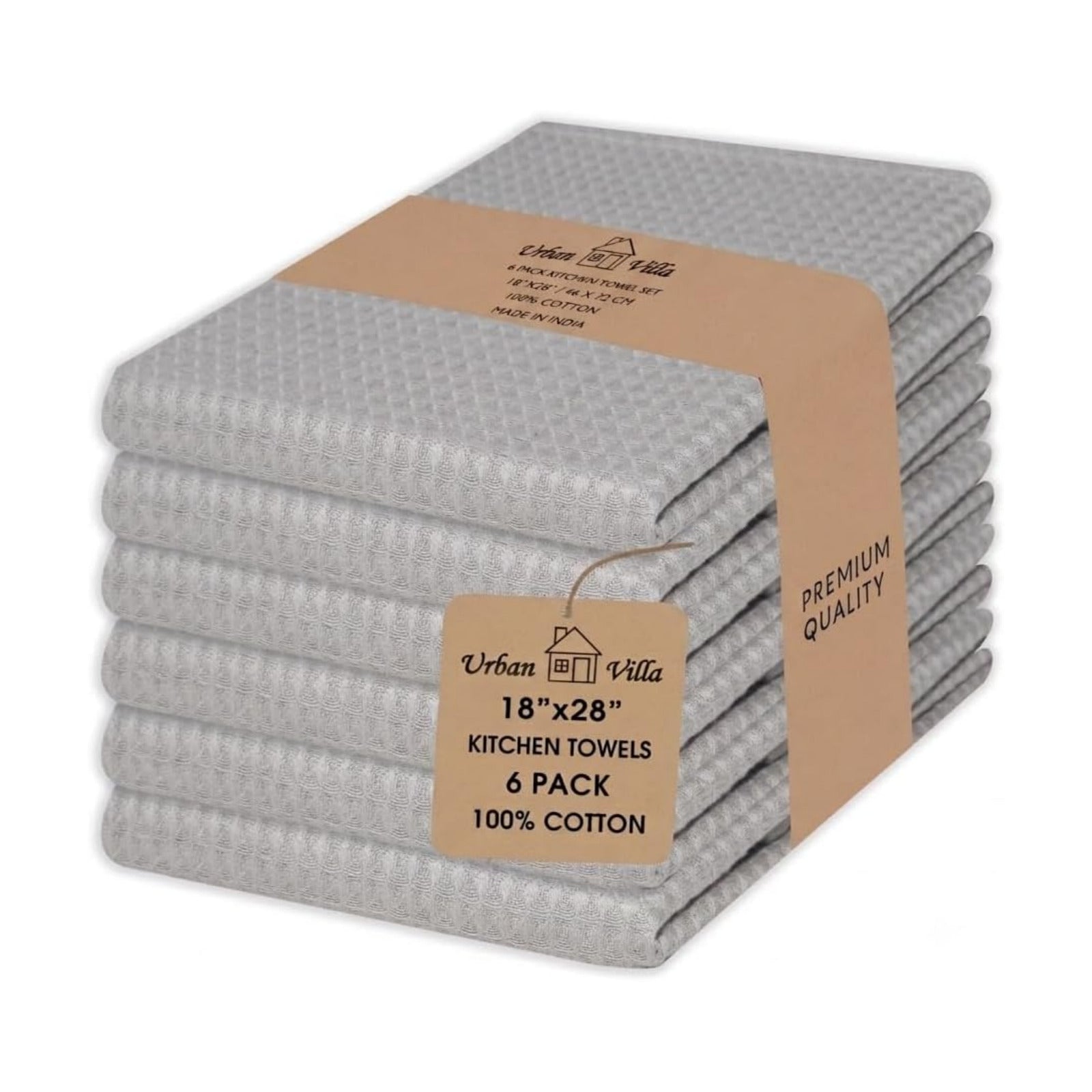 Urban Villa Kitchen Towels Cotton Dish Towels 20”x30” (Set of 6) Smoke