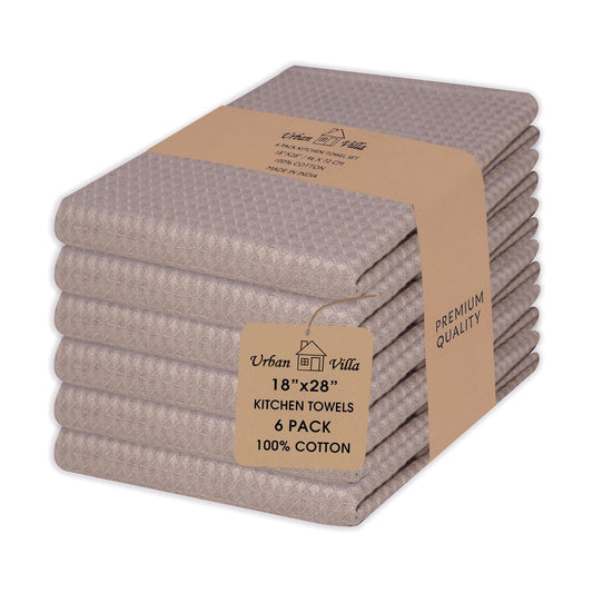 Urban Villa Kitchen Towels Cotton Dish Towels 20”x30” (Set of 6) Tan