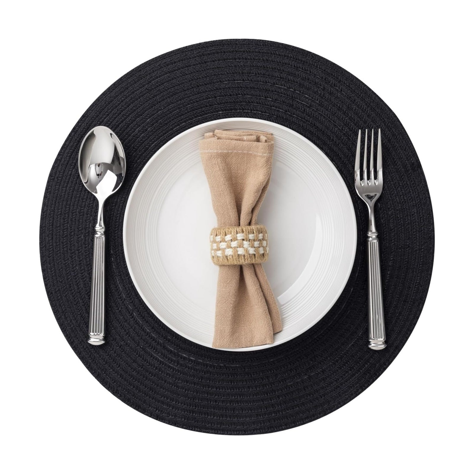 BARoyal Round Placemats Set of 12 Woven Placemats Washable Braided Table Mats for Dining Table Heat Resistant Non-Slip