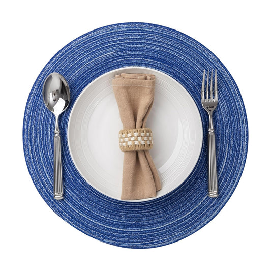 BARoyal Round Placemats Set of 12 Woven Placemats Washable Braided Table Mats for Dining Table Heat Resistant Non-Slip