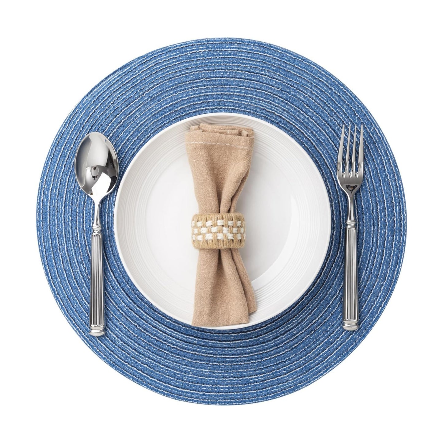 BARoyal Round Placemats Set of 12 Woven Placemats Washable Braided Table Mats for Dining Table Heat Resistant Non-Slip