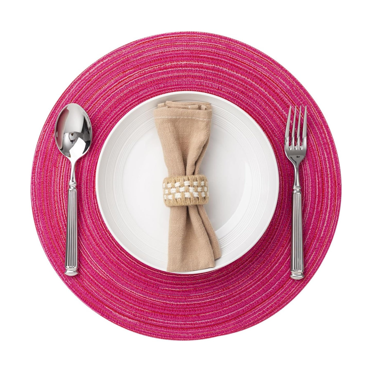 BARoyal Round Placemats Set of 12 Woven Placemats Washable Braided Table Mats for Dining Table Heat Resistant Non-Slip