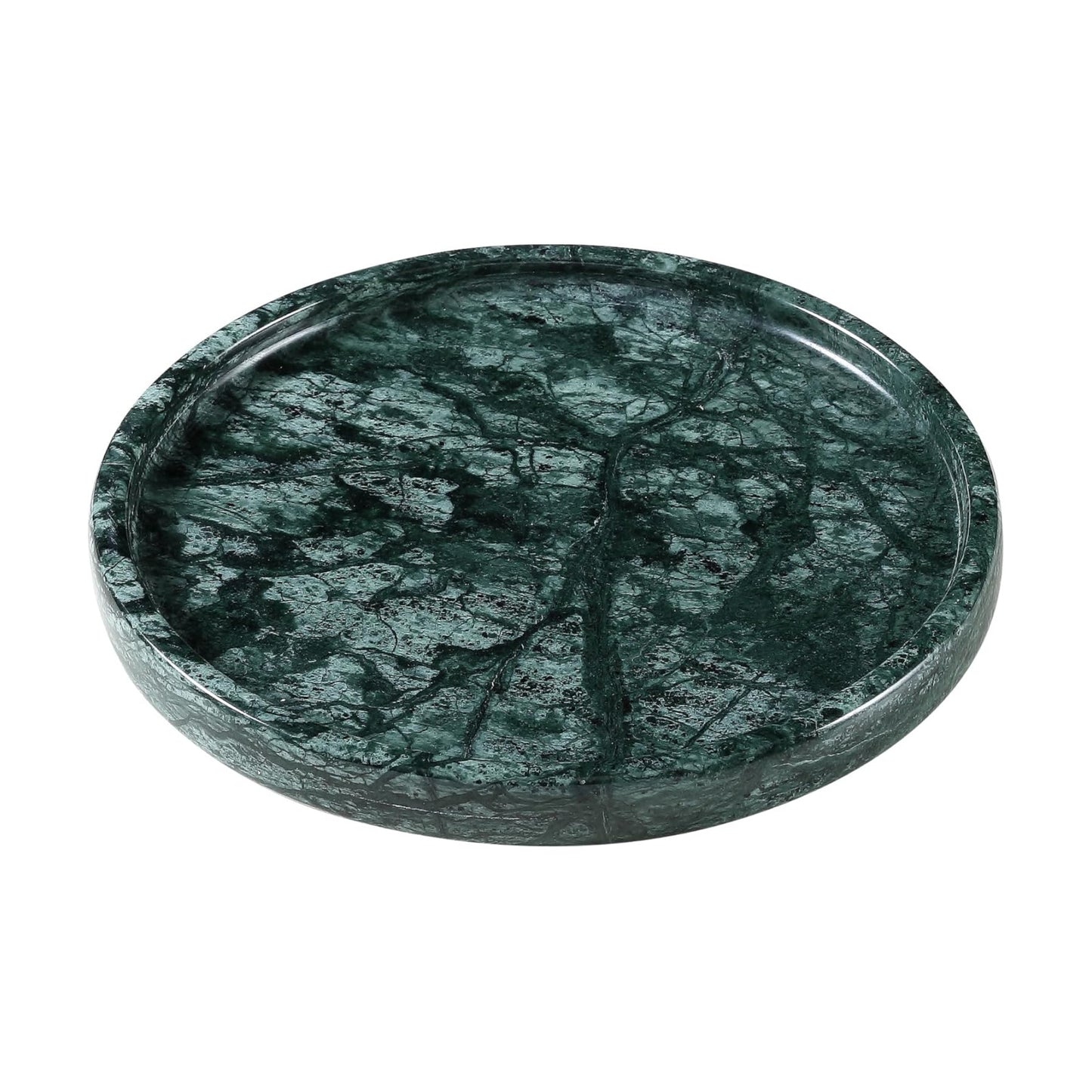 Decorative Tray / Natural Marble Round Tray / Green / 8 Inch