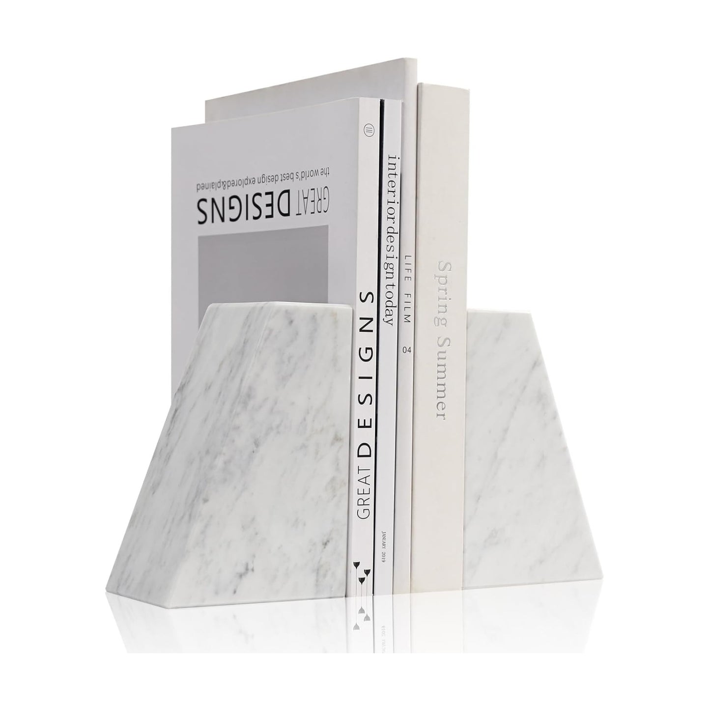 Marble Bookends / Stone Bookends Decorative / 3.9 x 3 x 6 / Carrara White