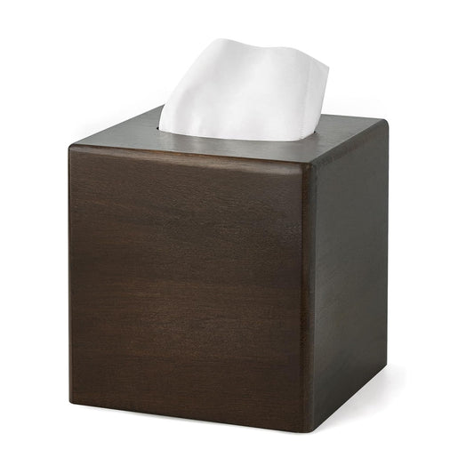 Tissue Box Cover Square Open-Bottom Wood Tissue Box Holder Decorative Facial Cube / Dark Brown