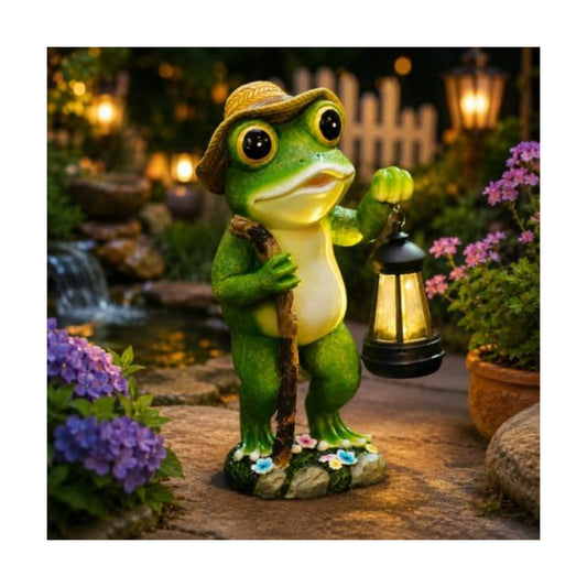 twinbling Solar Frog Garden Decor with Lantern Frog Statue