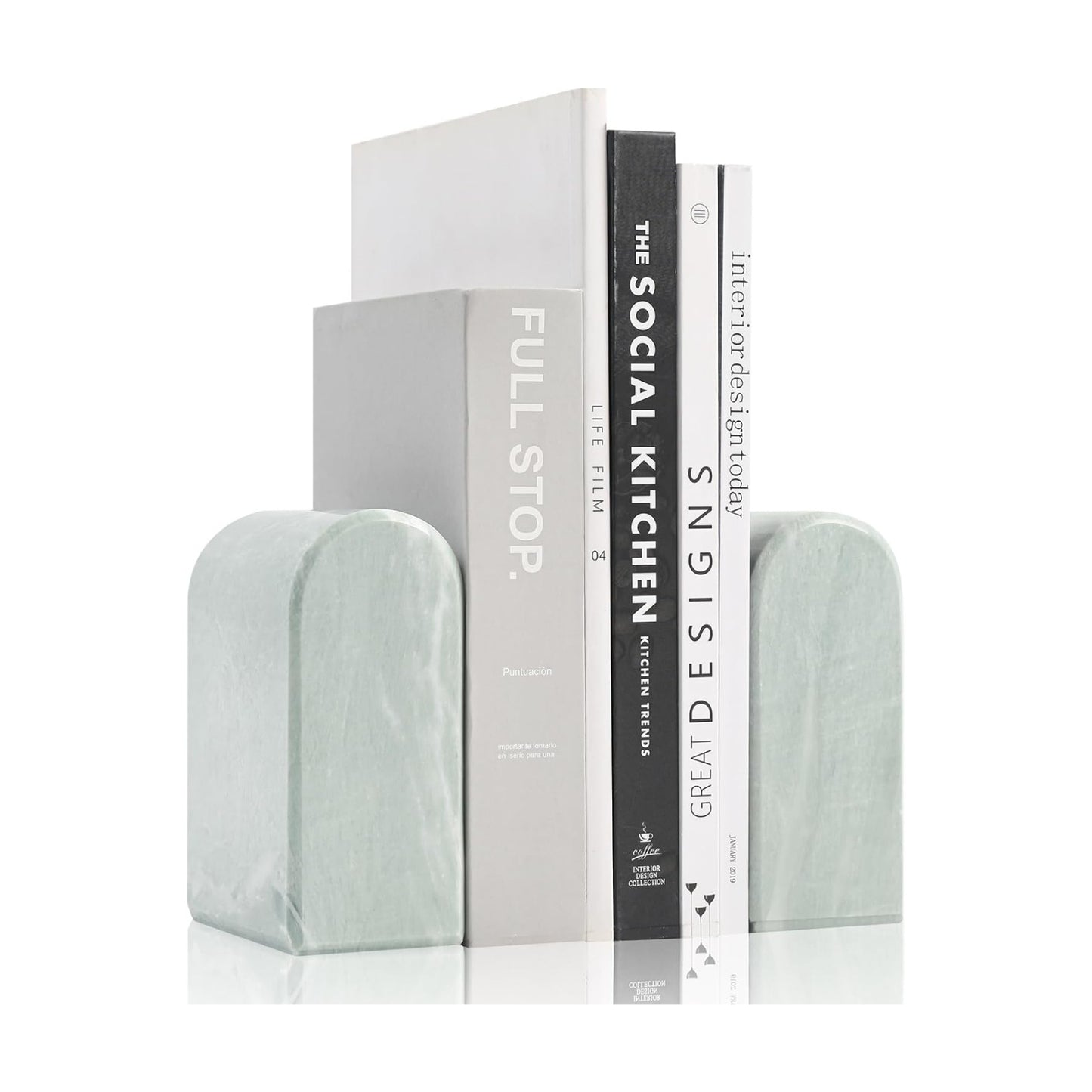 Marble Bookends / Stone Bookends Decorative / 2.5 x 4.7 x 5.7 / Light Green