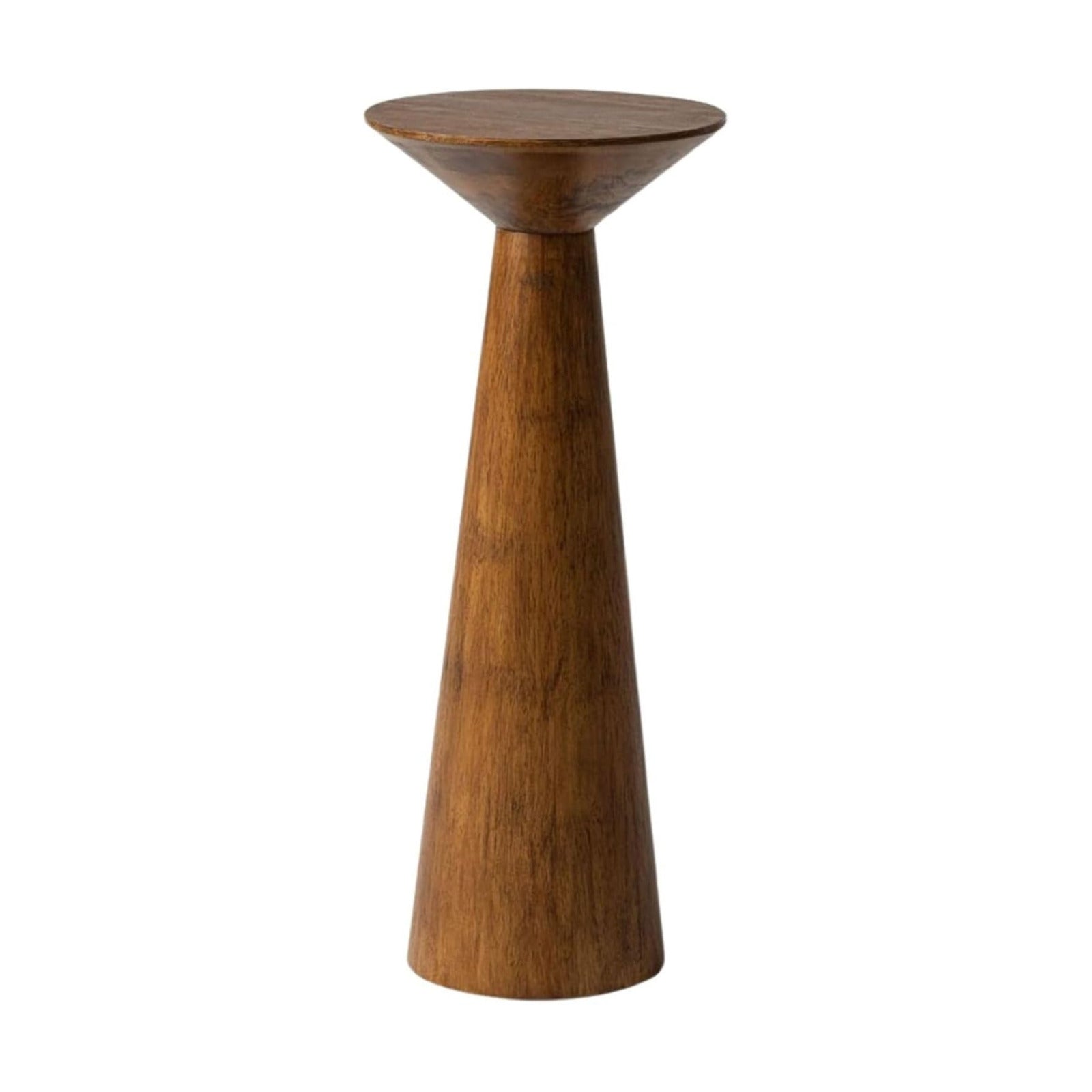 Solid Pine Wood Pedestal Accent Drink Stand / Walnut
