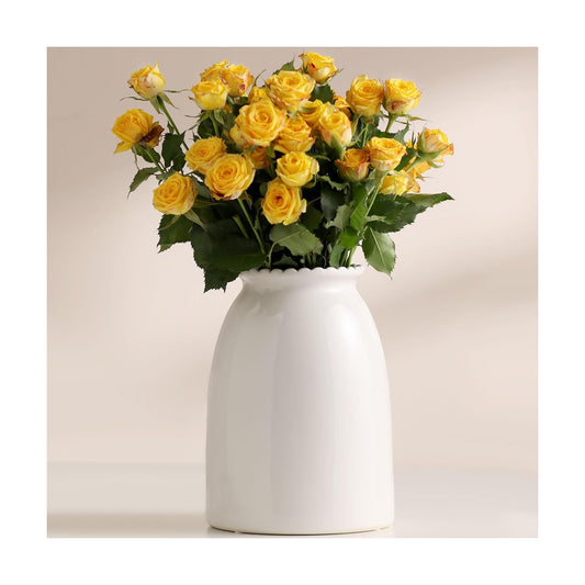 Modern Vases / White Flower Vase- Ceramic Vase for Flowers / White-8.5inch