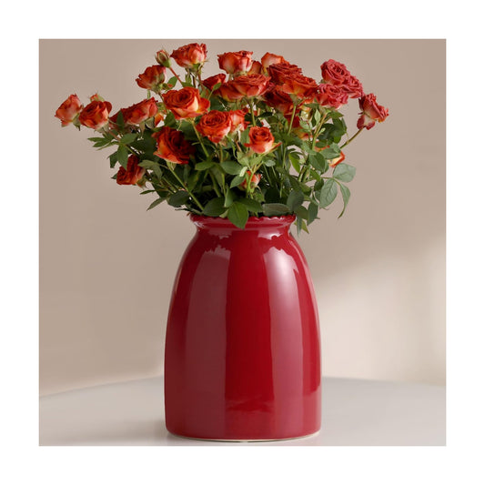 Modern Vases / Red Flower Vase- Ceramic Vase for Decor / Red-8.5inch
